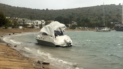 Meteoroloji’nin Bodrum-Kaş hattı için yaptığı fırtına uyarısının ardından ilçede saatte
