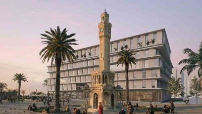 30 Ekim depreminde hasar görerek yıkılan İzmir Büyükşehir Belediyesi ana